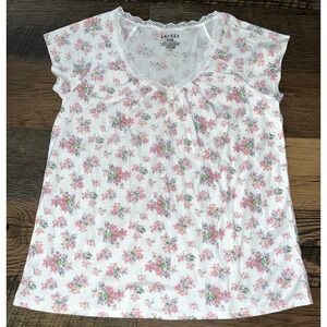 NWT Lauren Ralph Lauren Sz. S Floral Lace Cotton Knit‎ Crop PJ Set Pants & Top